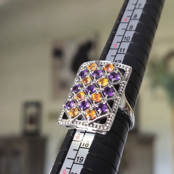 NICKY BUTLER 925 Sterling Silver Amethyst & Honey Topaz Designer Ring Size 7 NWT - Picture 7 of 16
